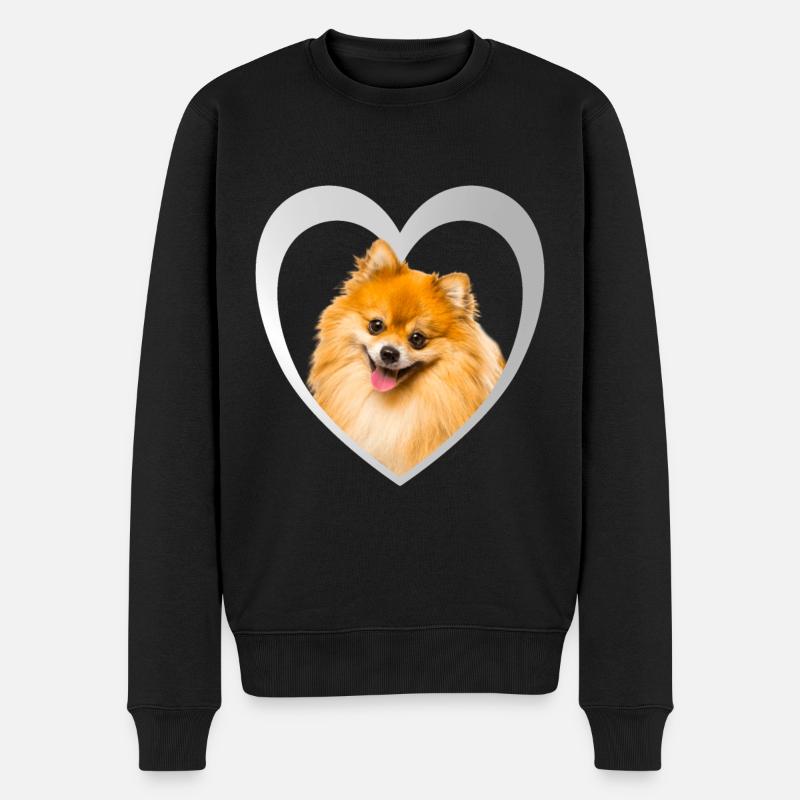 I Love my Zwergspitz - Hund Herz - Zwergspitz - Männer Premium Bio Pullover - Schwarz