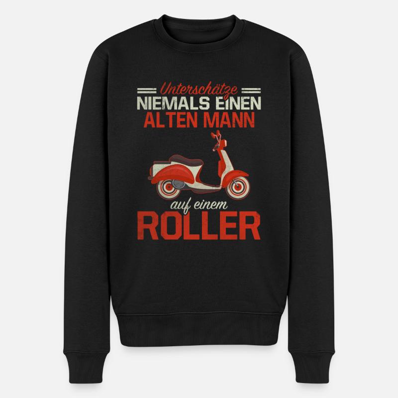 Unterschätze Niemals Alten Mann Roller Rollerfahrt - Männer Premium Bio Pullover - Schwarz