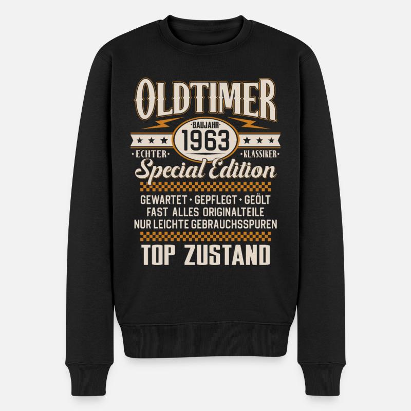 Oldtimer Baujahr Jahrgang 1963 Geburtstag Geschenk - Männer Premium Bio Pullover - Schwarz