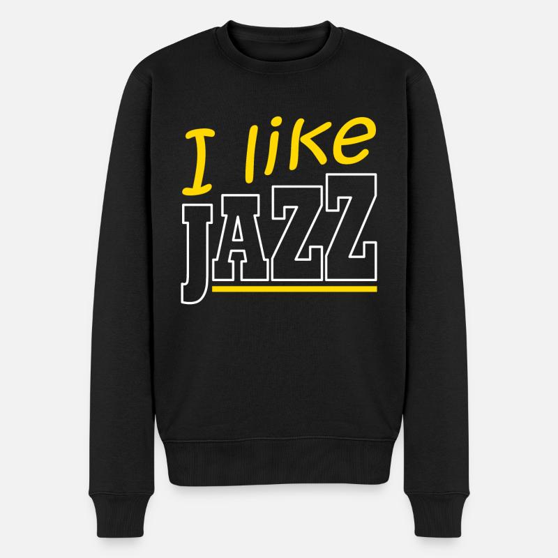 Ich mag Jazz - Männer Premium Bio Pullover - Schwarz