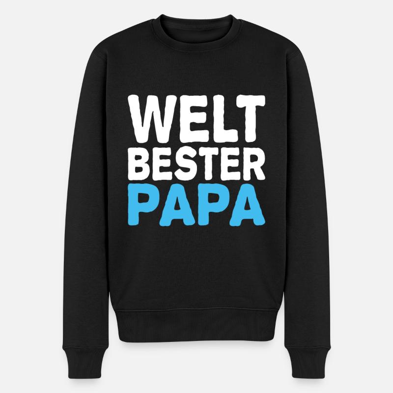 Weltbester Papa - Männer Premium Bio Pullover - Schwarz