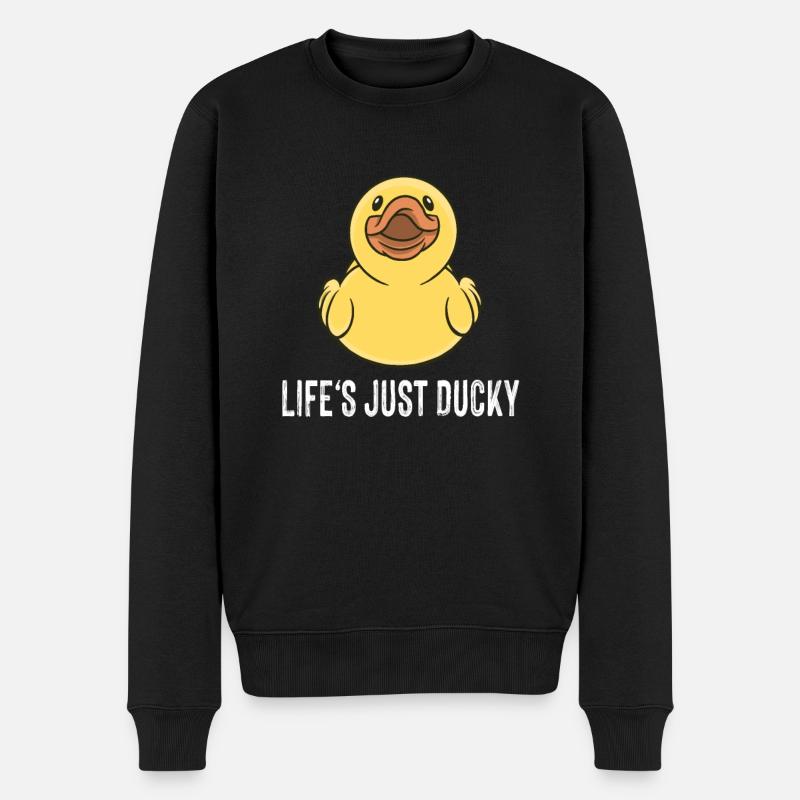 Life Is Ducky Quietscheente Badewannen Ente - Männer Premium Bio Pullover - Schwarz