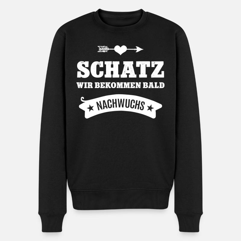 Wir bekommen ein Baby Nachwuchs Ankündigung Eltern - Männer Premium Bio Pullover - Schwarz
