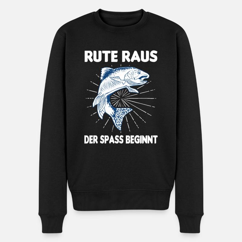Rute Raus Der Spaß Beginnt Karpfen Angeln Fischer - Männer Premium Bio Pullover - Schwarz