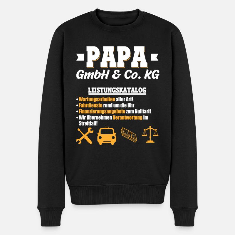 Papa GmbH & Co Leistungskatalog Vaterschaft Kinder - Männer Premium Bio Pullover - Schwarz
