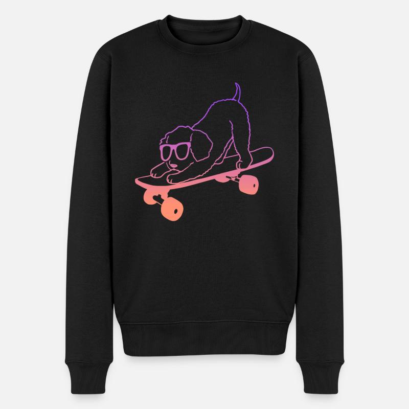 Skateboarder Skaten Hund auf Skateboard - Männer Premium Bio Pullover - Schwarz