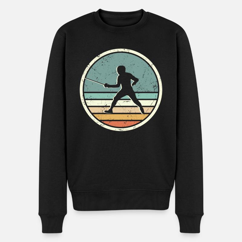 Fechten Fechtsport Grafik Retro Fechter - Männer Premium Bio Pullover - Schwarz