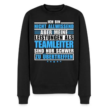 Unübertroffene Leistung als Teamleiter - Männer Premium Bio Pullover - Schwarz - Vorne - Nico (187cm)
