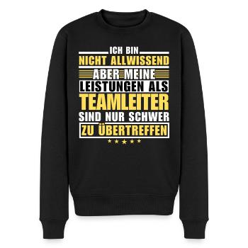 Unübertroffene Leistung als Teamleiter - Männer Premium Bio Pullover - Schwarz - Vorne - Nico (187cm)