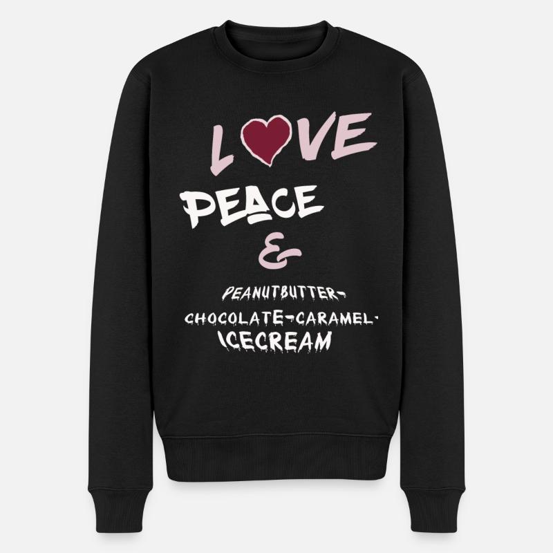 Love Peace and Peanutbutter-chocolate-icecream - Männer Premium Bio Pullover - Schwarz