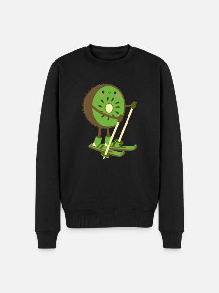 Skiwi Kiwi Ski Skiër Fruit Fruit Winter - Mannen Premium Bio sweater - zwart