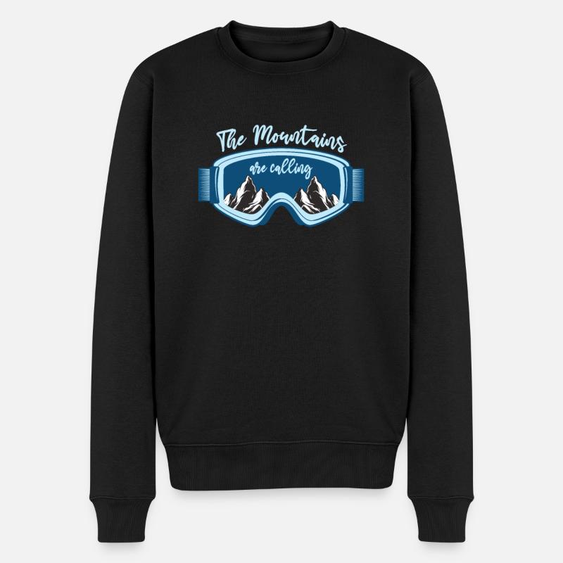 The Mountains Are Calling Skibrille Berge Apres - Männer Premium Bio Pullover - Schwarz