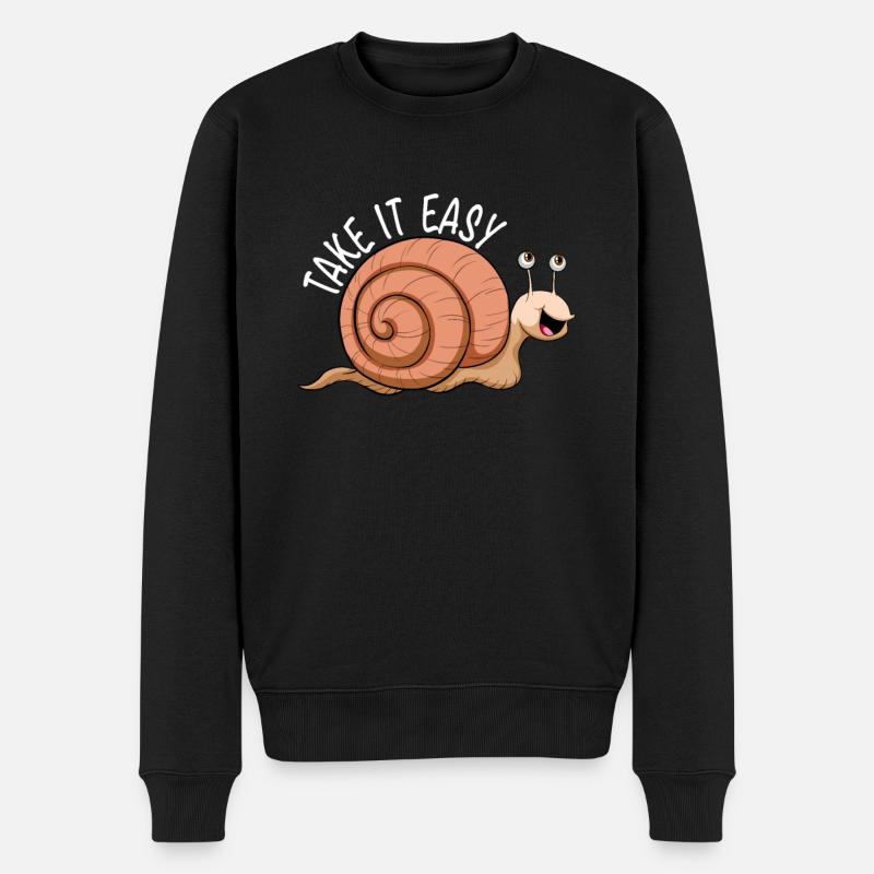 Schnecke Take It Easy Nacktschnecke Schneckenhaus - Männer Premium Bio Pullover - Schwarz
