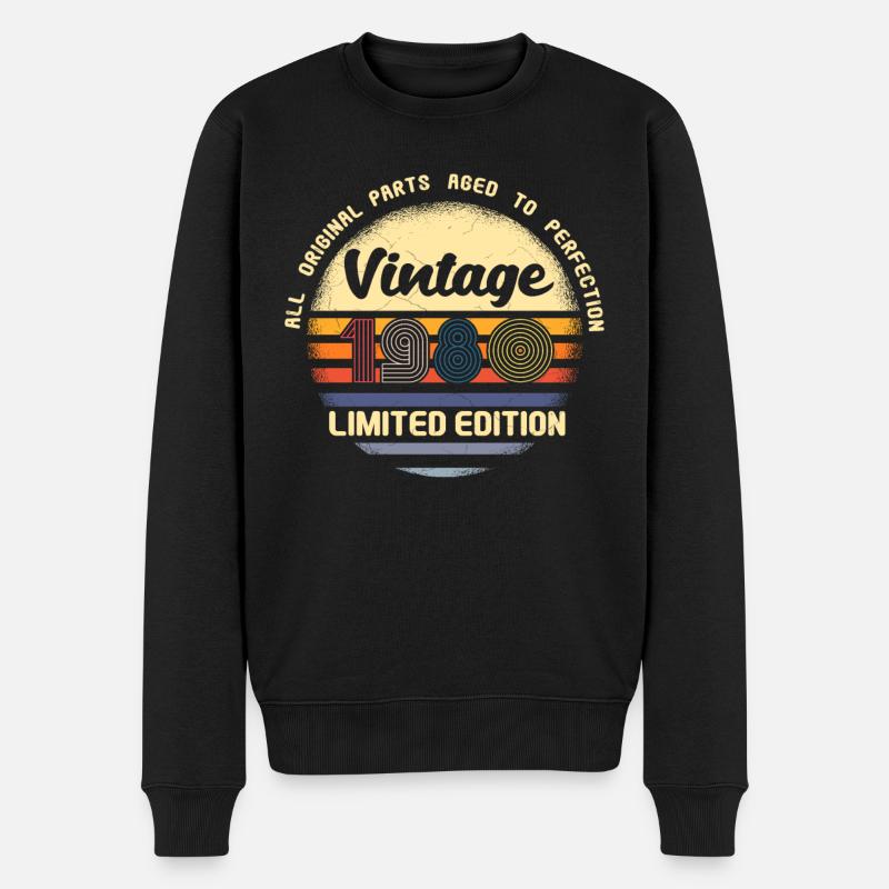 Vintage 1980 Limited Edition Perfektion Geburtstag - Männer Premium Bio Pullover - Schwarz