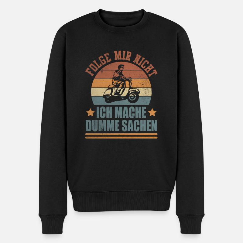 Dumme Sachen Rollerfahrer Zweirad Vintage Bastler - Männer Premium Bio Pullover - Schwarz