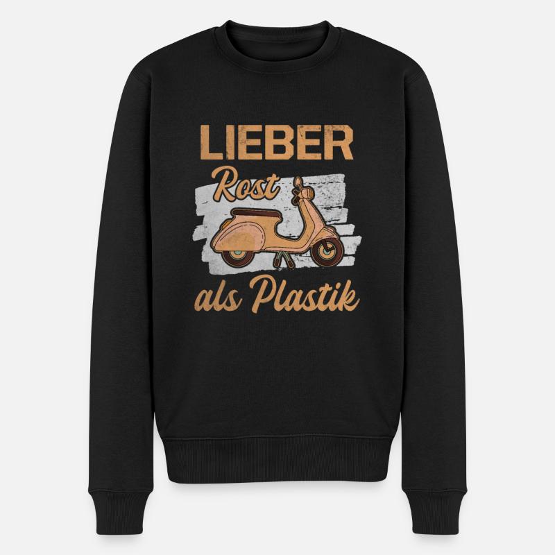 Lieber Rost Als Plastik Roller Motorroller Bastler - Männer Premium Bio Pullover - Schwarz
