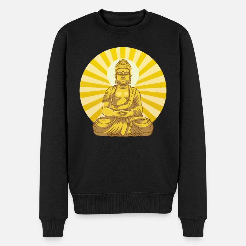 Schöner cooler Buddha. Yoga, Meditation. - Männer Premium Bio Pullover - Schwarz