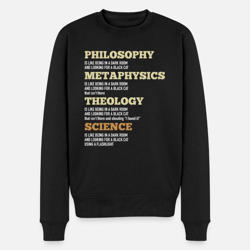 Philosophy Metaphysics Theology Science Black Cat - Männer Premium Bio Pullover - Schwarz