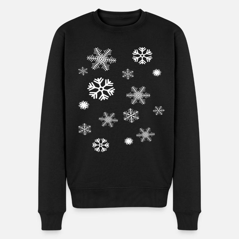 Schneeflocken - Männer Premium Bio Pullover - Schwarz