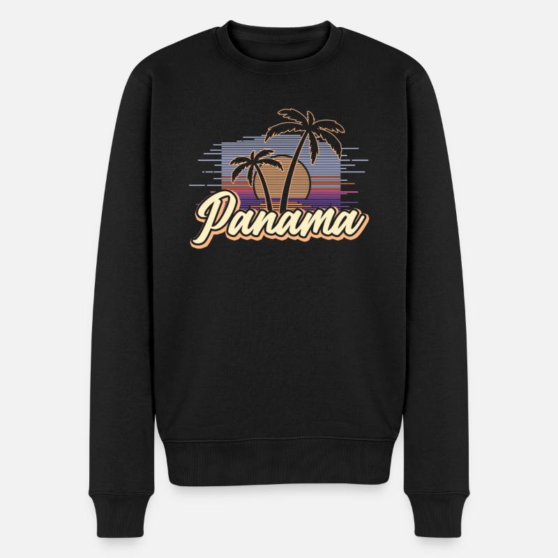Panama Vintage Sunset Südamerika Retro Geschenk - Männer Premium Bio Pullover - Schwarz