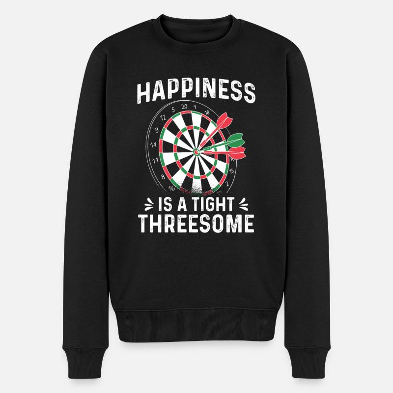Dart Dreier Happiness Tight Threesome Anspielung - Männer Premium Bio Pullover - Schwarz