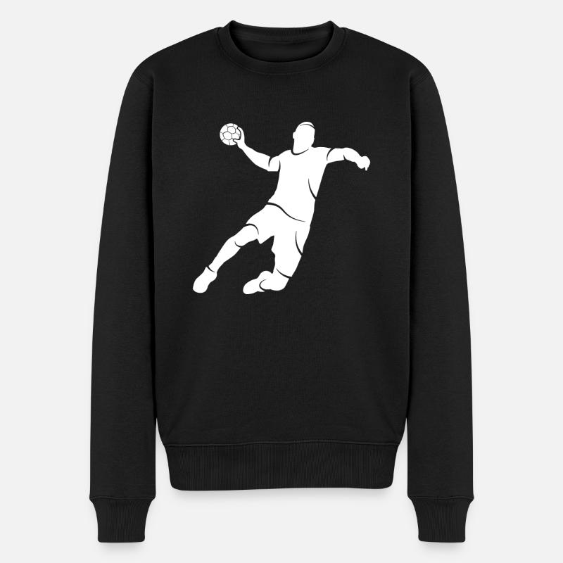 Handballspieler Silhouette Handball Handballer - Männer Premium Bio Pullover - Schwarz