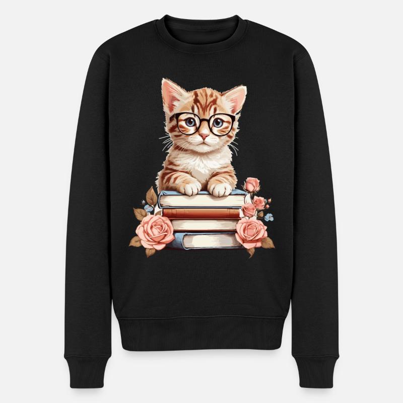 Schlaue Baby Katze - Männer Premium Bio Pullover - Schwarz