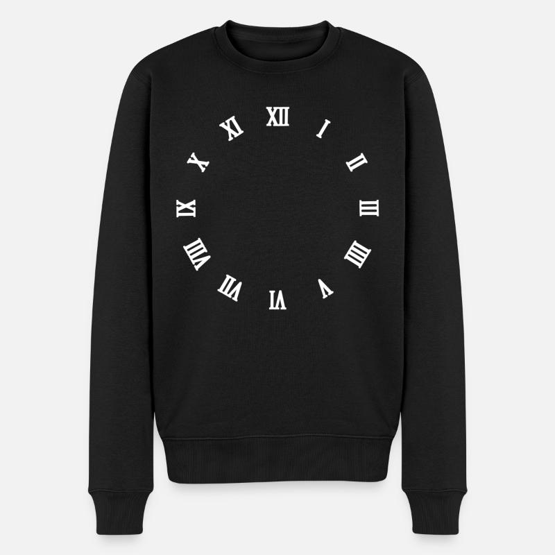 Keine Zeit - Römische Uhr - Männer Premium Bio Pullover - Schwarz