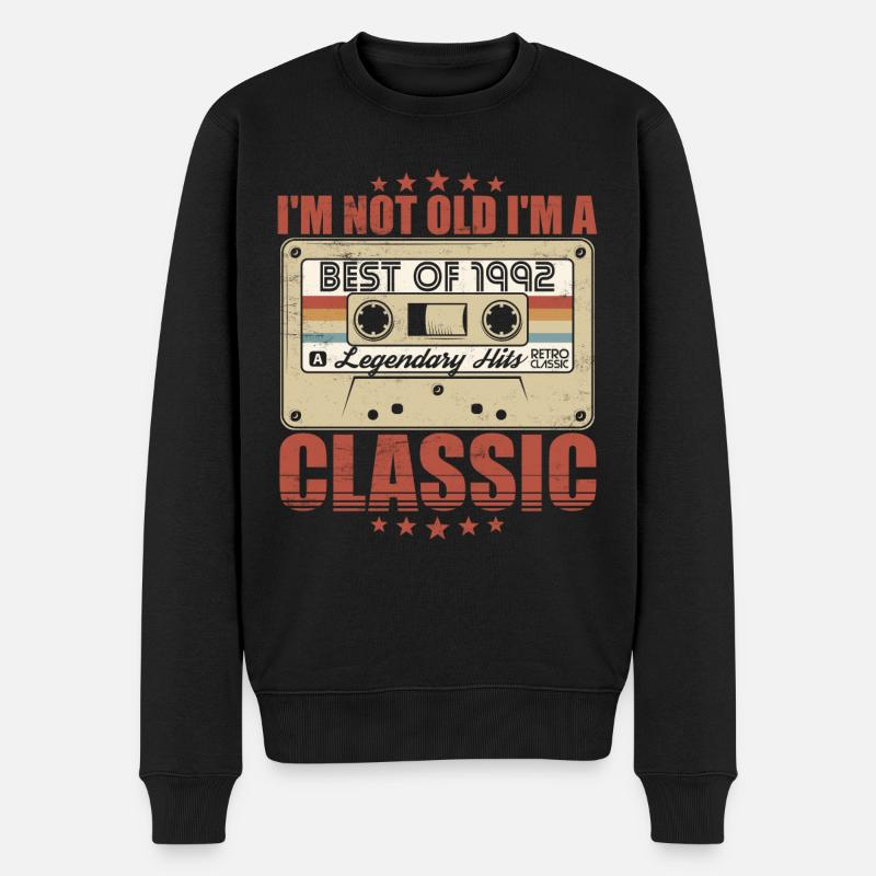 1992 Jahrgang Vintage Retro Geburtstag Geschenk - Männer Premium Bio Pullover - Schwarz