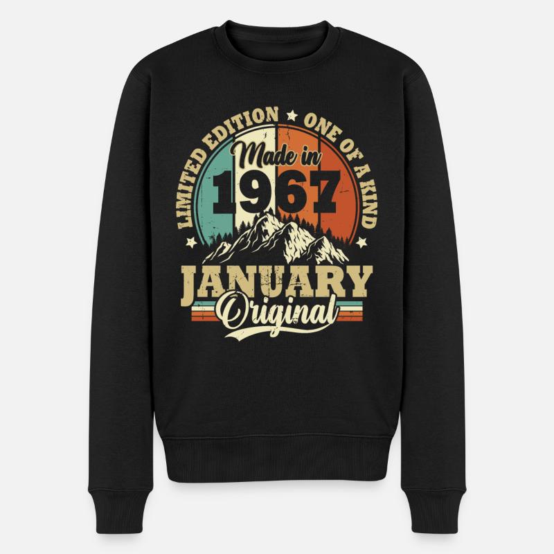 Geburtstagsgeschenk Januar 1967 Vintage Retro - Männer Premium Bio Pullover - Schwarz