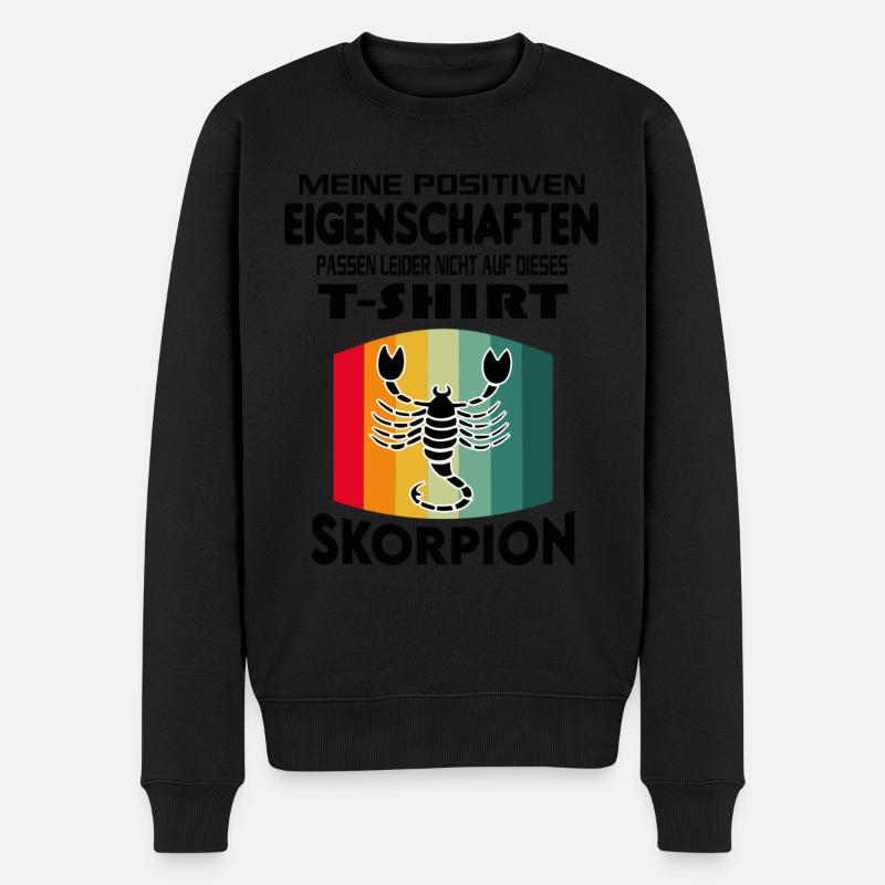 Geburtstag Sternzeichen Retro Skorpion - Männer Premium Bio Pullover - Schwarz