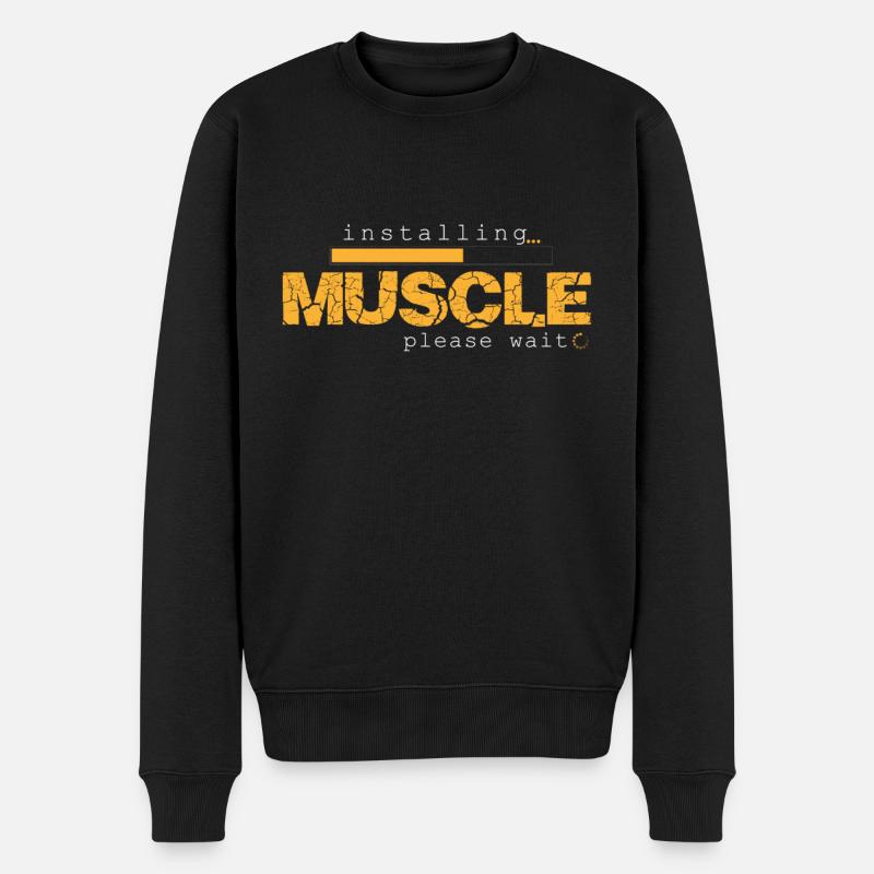 Bodybuilding Hantel Muskel aufbauen Training - Männer Premium Bio Pullover - Schwarz