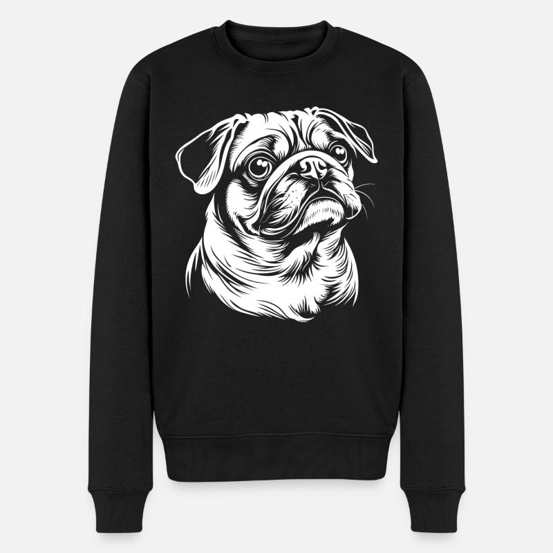 Mops - Hunde Fan - Männer Premium Bio Pullover - Schwarz