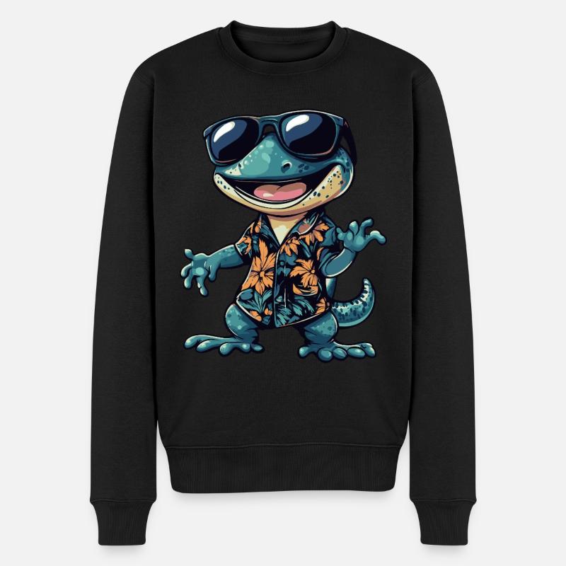 lézard bande dessinée drôle d’été - Pull Premium bio Homme - noir