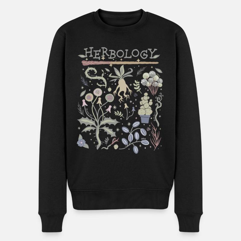 Harry Potter Herbology Botanische Kräuter Design - Männer Premium Bio Pullover - Schwarz
