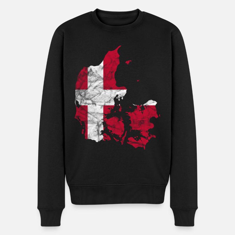 Dänemark Dänische Flagge Dannebrog Silhouette - Männer Premium Bio Pullover - Schwarz