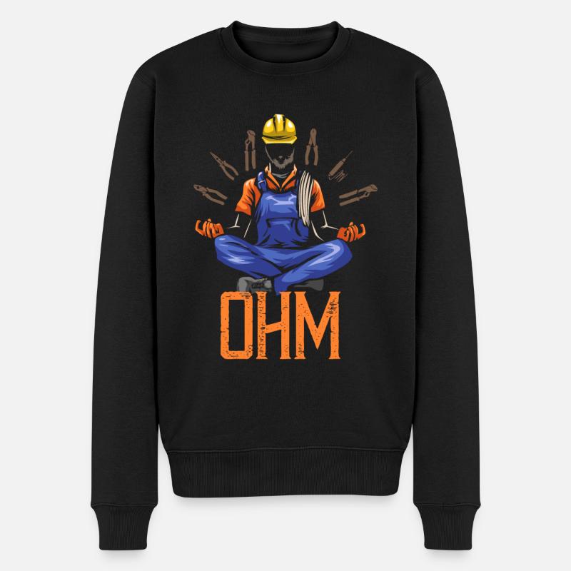 Ohm méditant construction d'électricien - Pull Premium bio Homme - noir