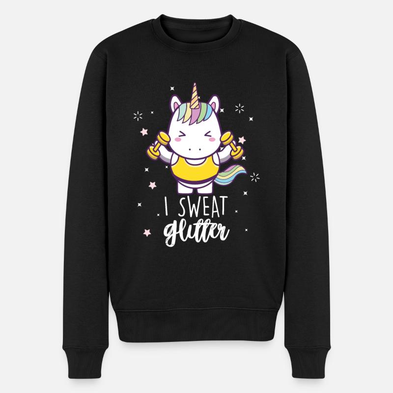 I Sweat Glitter Unicorn Workout Weightlifting Gym - Männer Premium Bio Pullover - Schwarz
