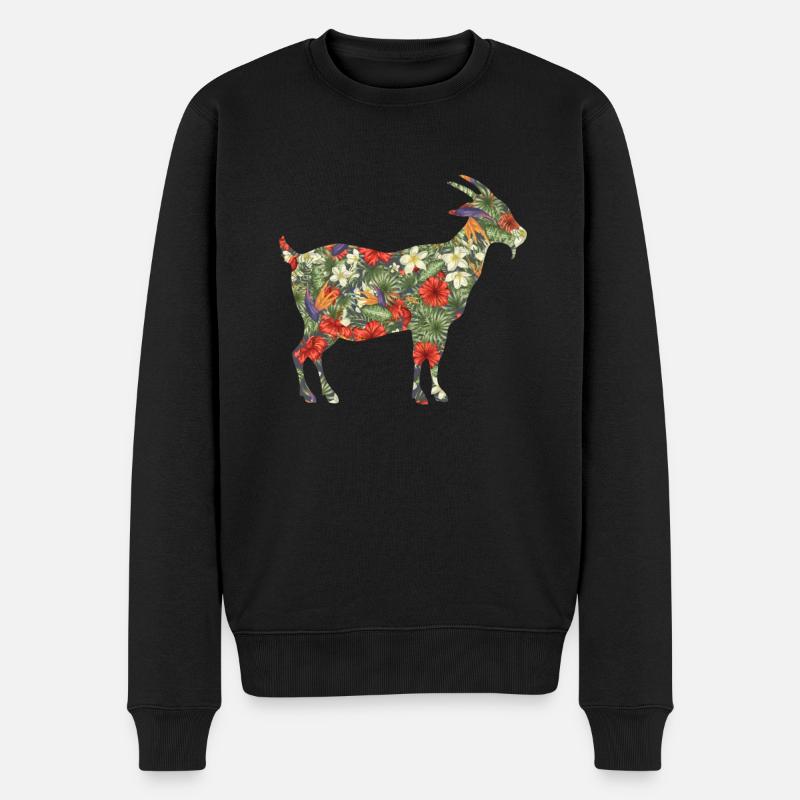 Floral Goat Hawaiian Tropical - Männer Premium Bio Pullover - Schwarz