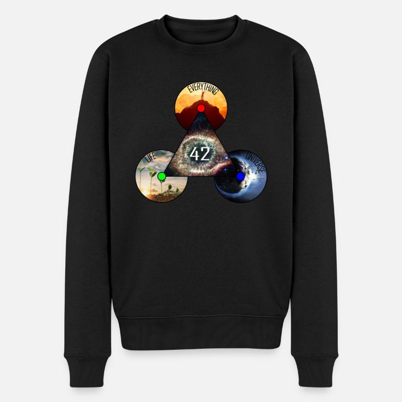 Die Antwort auf alles ist 42! - Männer Premium Bio Pullover - Schwarz