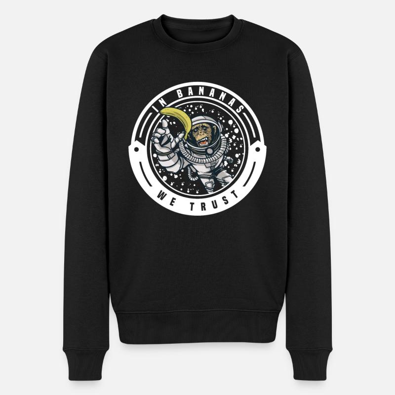 Monkey chimpanzee monkey monkey monkeys banana monkey monkey monkey - Men's Premium Organic Jumper - black
