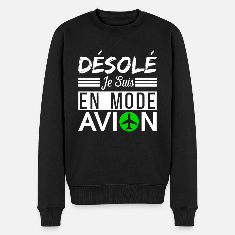 désolé je suis en mode avion - Pull Premium bio Homme - noir