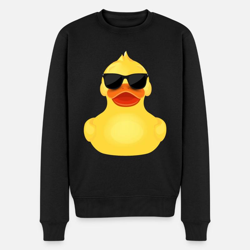 gelbe Ente Quitscheente mit Sonnenbrille Cool - Männer Premium Bio Pullover - Schwarz
