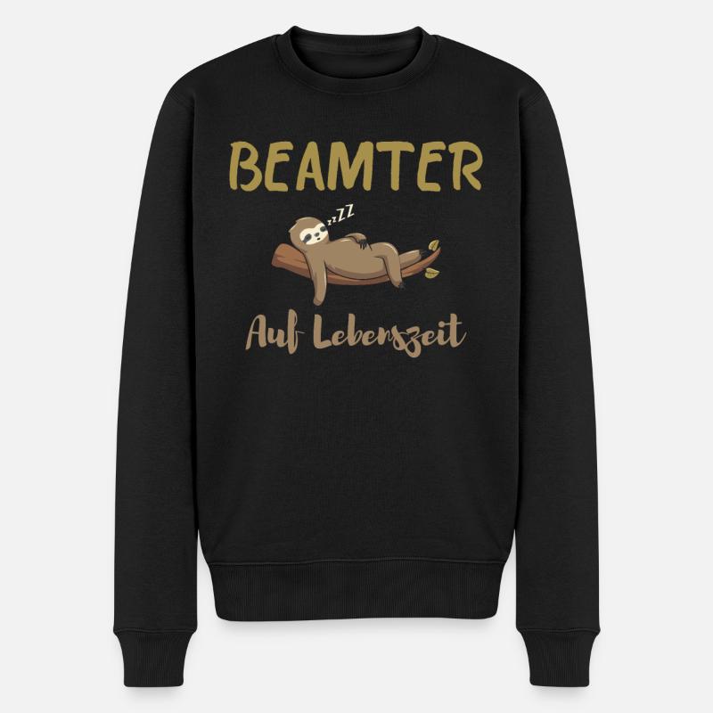 Beamter auf Lebenszeit. Faultier - Männer Premium Bio Pullover - Schwarz