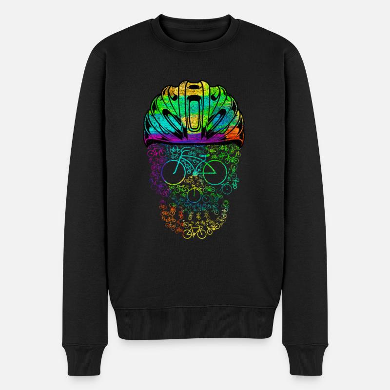 Schädel Mit Helm-radfahrer-design Für - Männer Premium Bio Pullover - Schwarz