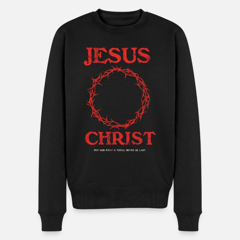 Jésus-Christ donne la priorité à Dieu - Pull Premium bio Homme - noir
