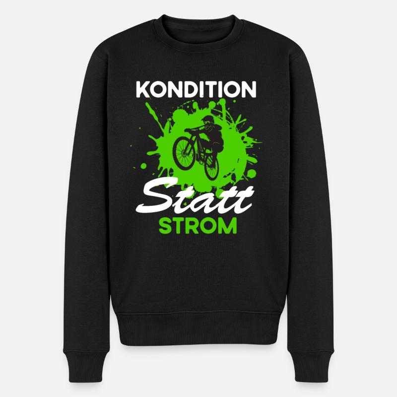 Fahrrad Kondition statt Strom - Männer Premium Bio Pullover - Schwarz