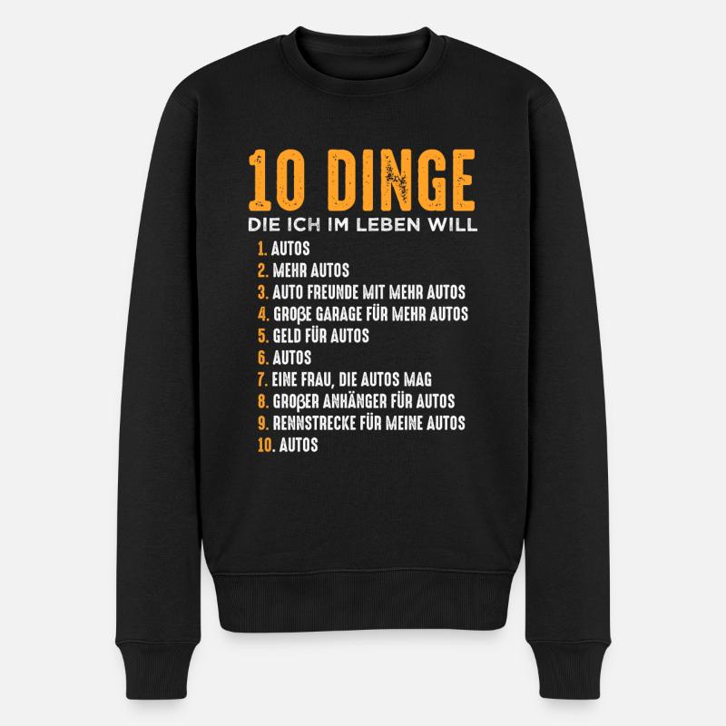 10 dinge auto mechaniker - Männer Premium Bio Pullover - Schwarz