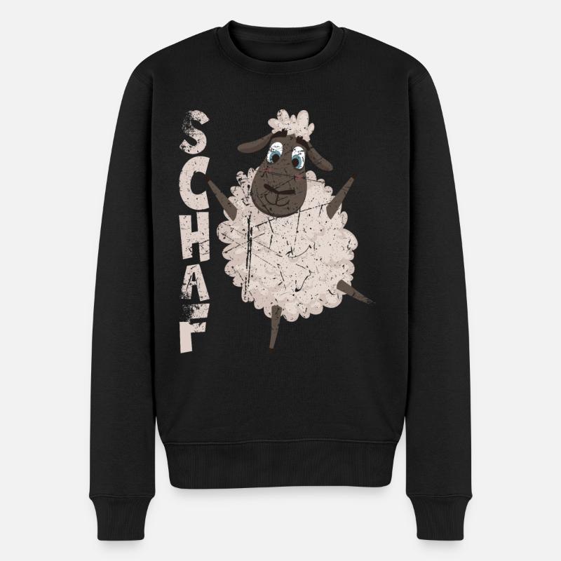 Schafe braucht der Schäfer, lustiges Schaf - Männer Premium Bio Pullover - Schwarz