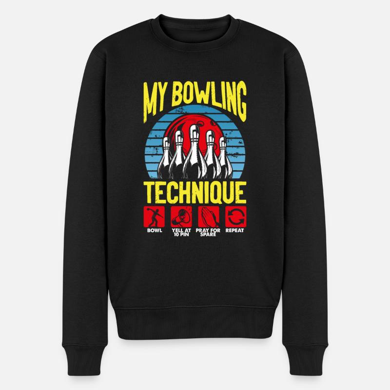 Bowling Bowler Bowlen - Männer Premium Bio Pullover - Schwarz